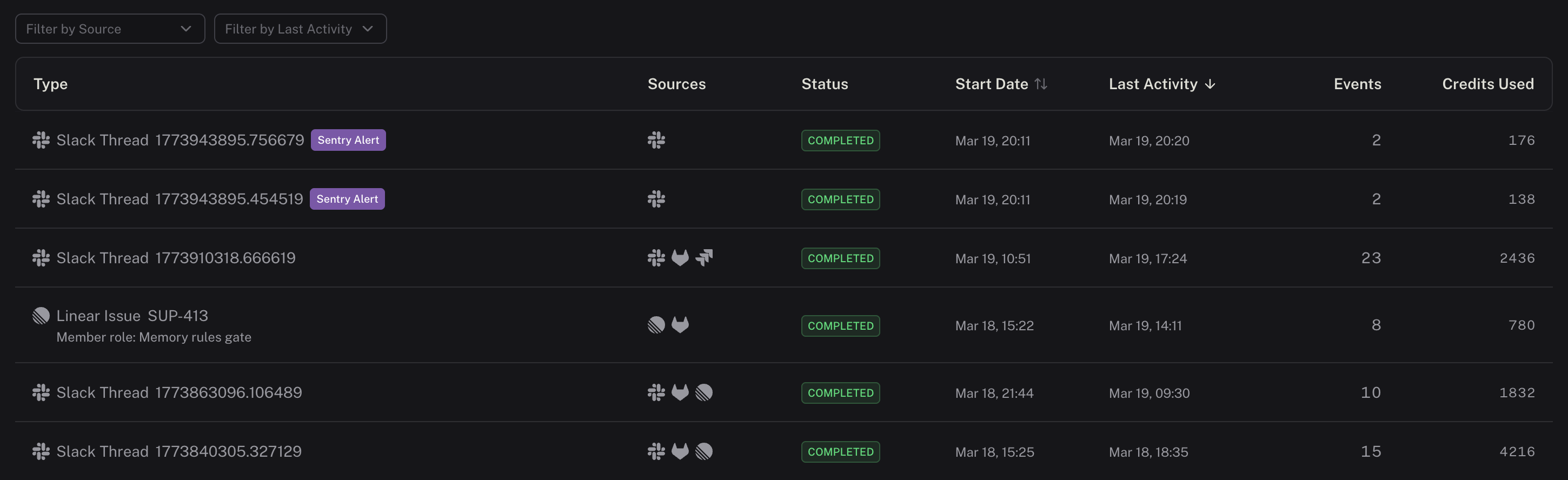 Supernaut run logs showing status, timing, and cost